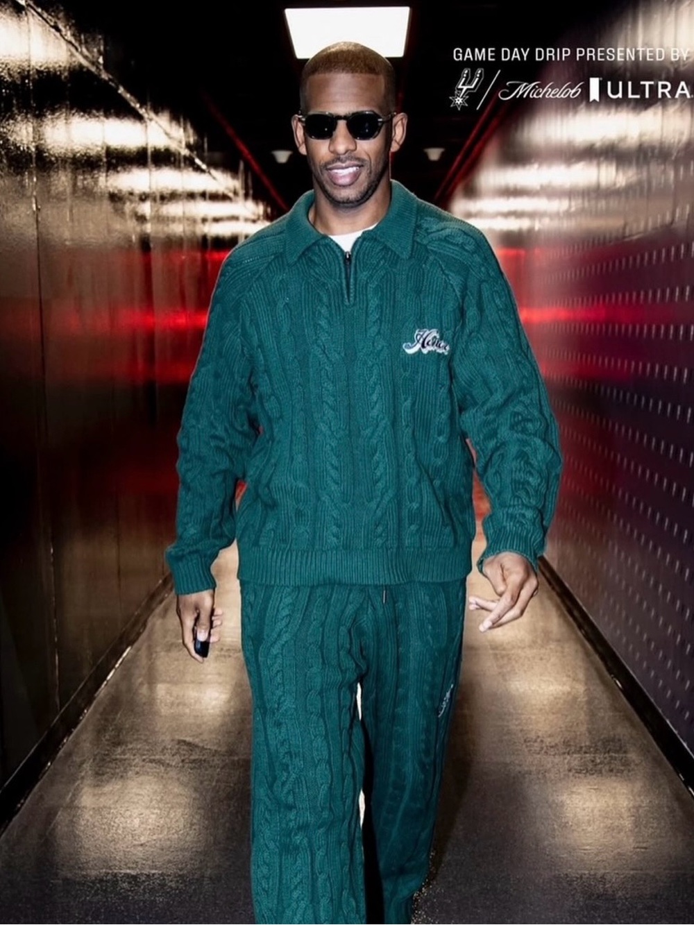 Honor The Gift Green Cable Knit Leisure Set Zip Henley Sweater and Pants